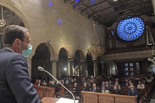 il governatore Massimiliano Fedriga durante suo intervento nella cattedrale di San Giusto